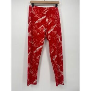 Miss York Leggings Womens Medium Red White Abstract Textured Yoga Pants